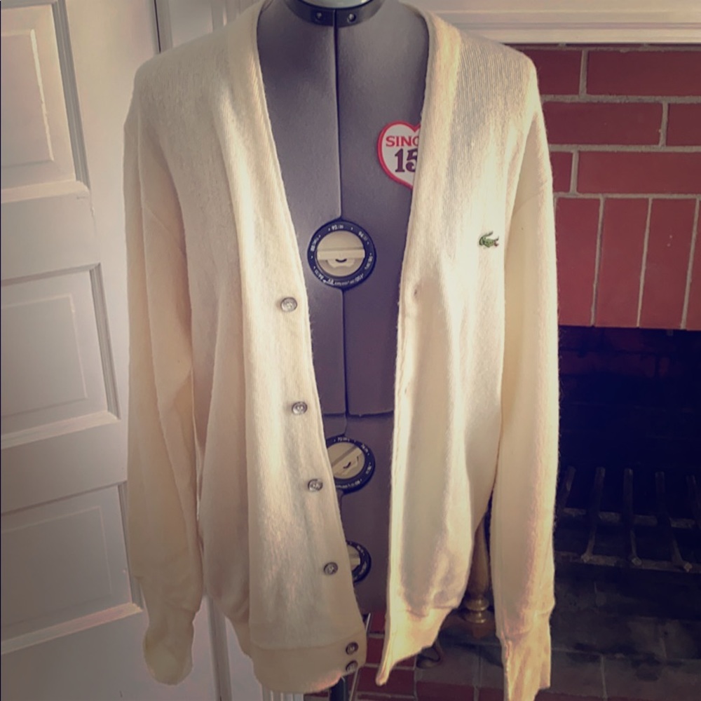 Vintage Lacoste IZod tunic length ivory cardigan